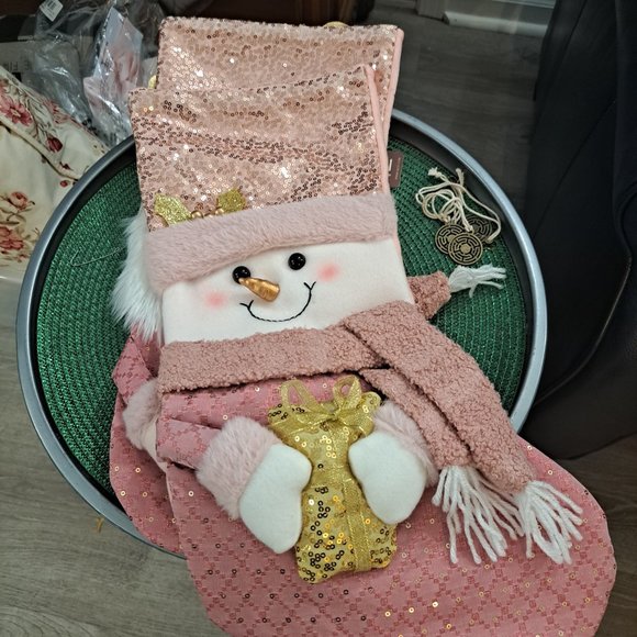 Get all 3 Pink Christmas stocking - Picture 2 of 3
